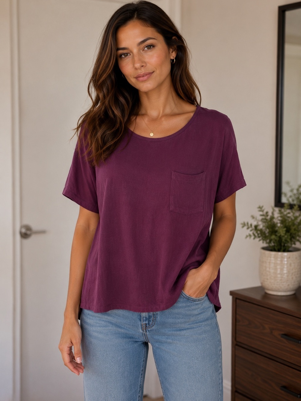 Nordstrom Plum Short Sleeve Top